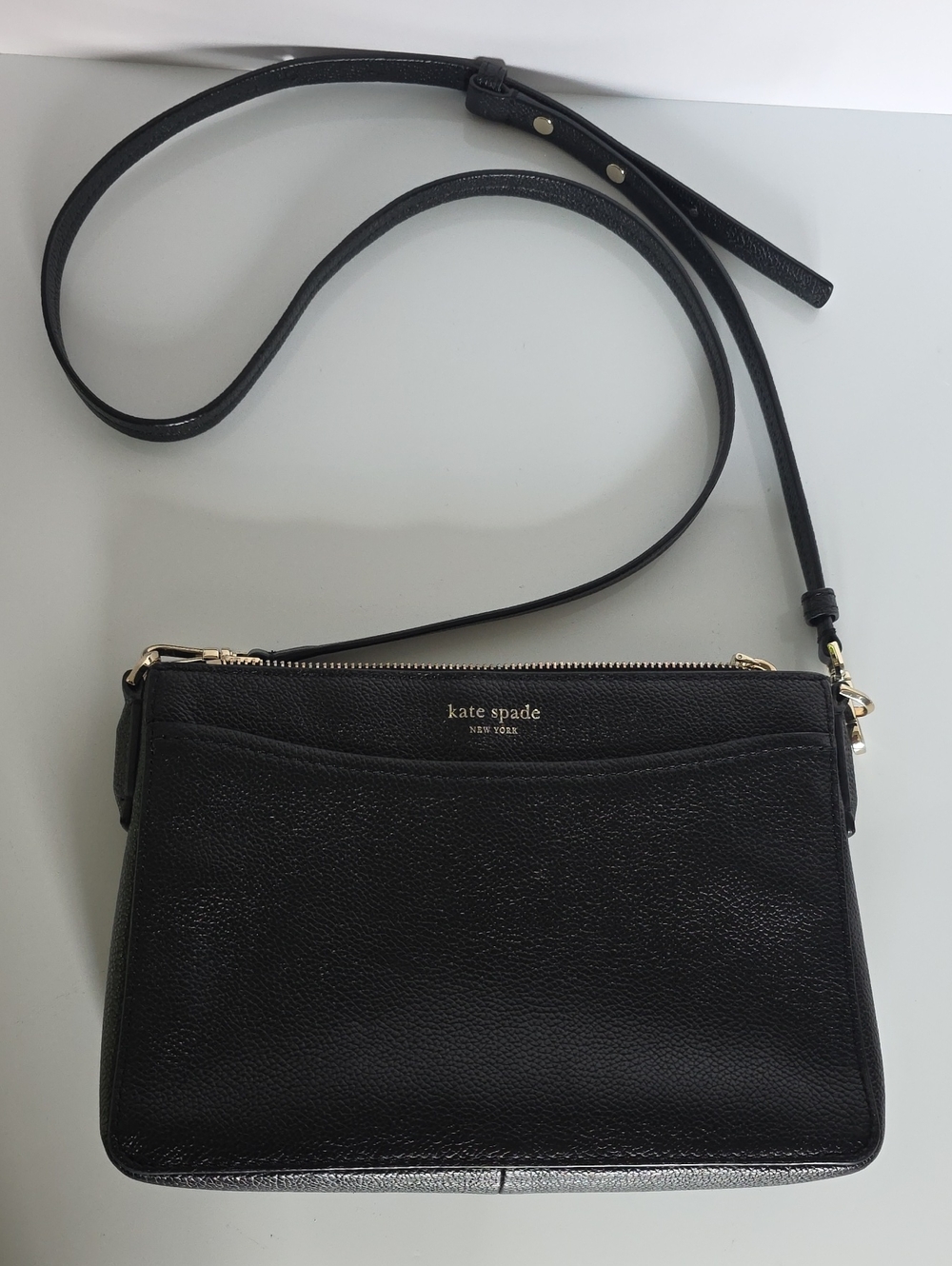 kate spade Black Pebbled 100% Cow Leather Crossbody with Gold Hardware